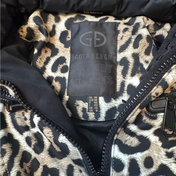 Goldbergh Ski Suit Jumpsuit Lynx Jaguar Leopard Roar Print US 8 Brown Black - Picture 2 of 11